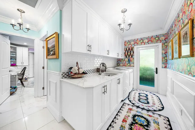 a view of a patio with dining table and chairs with a barbeque grill
