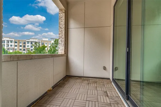 a view of a balcony from door