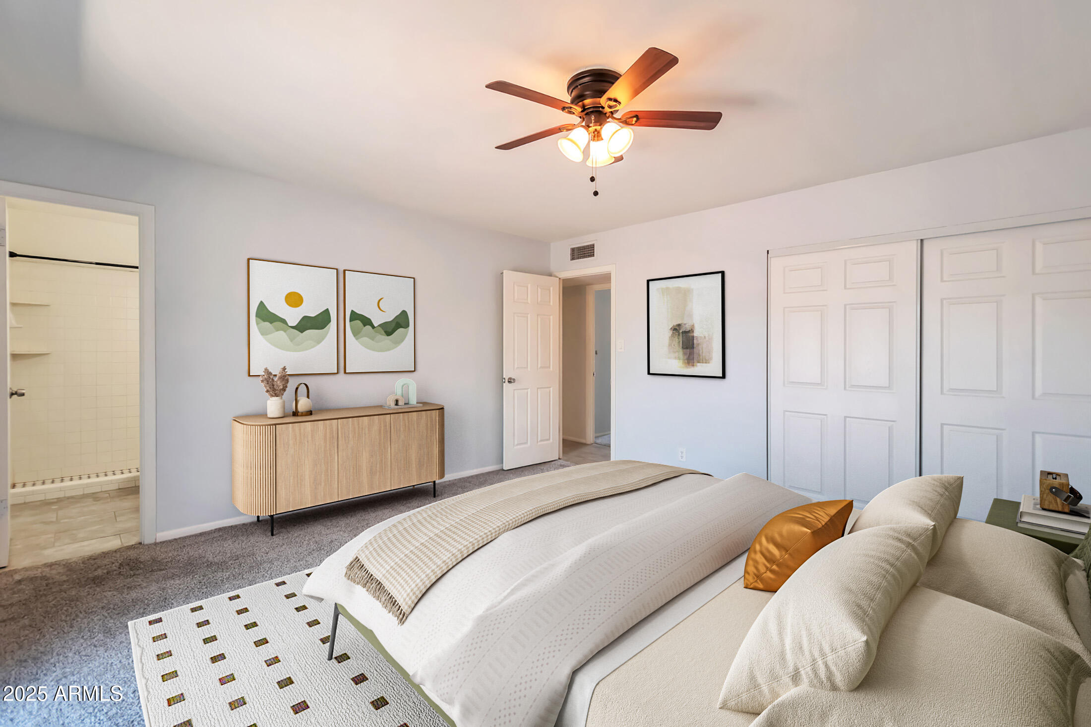 1644 East Broadmor Drive Tempe, AZ 85282 - Photo 39 of 49 a bedroom with a large bed and a chandelier