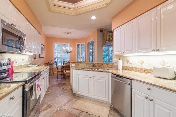 a kitchen with lots of counter top space