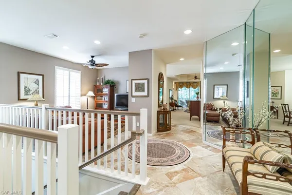 a dining room with furniture