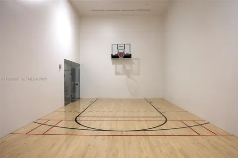 a view of a room with basketball court