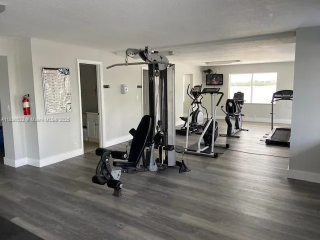a view of a room with gym equipment