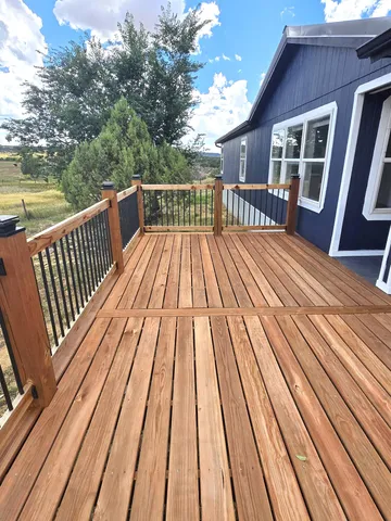a view of wooden deck