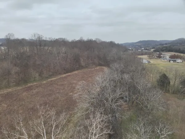 a view of a lake with mountains in the background