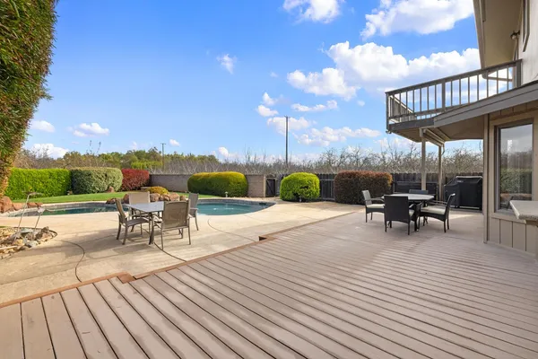 a view of a terrace with seating space