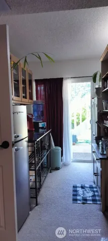 a view of a small space with a window