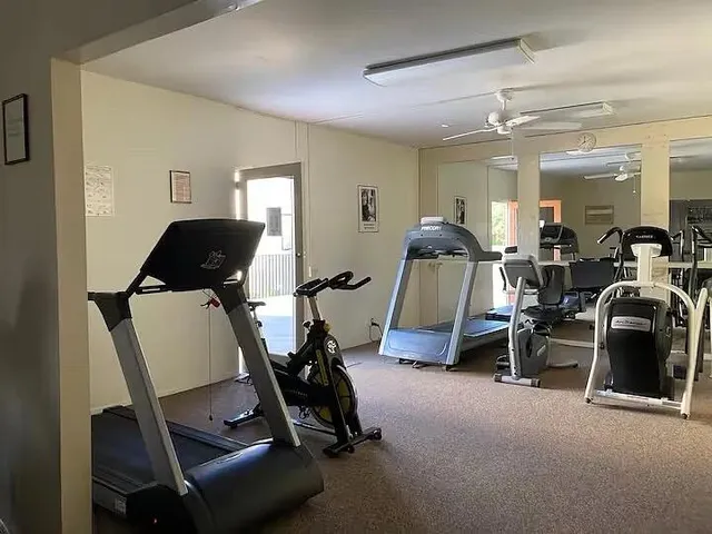 a room with gym equipment