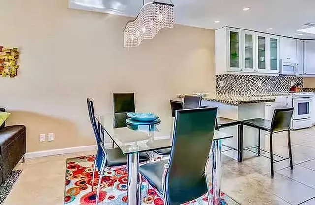 a workspace with furniture and a table