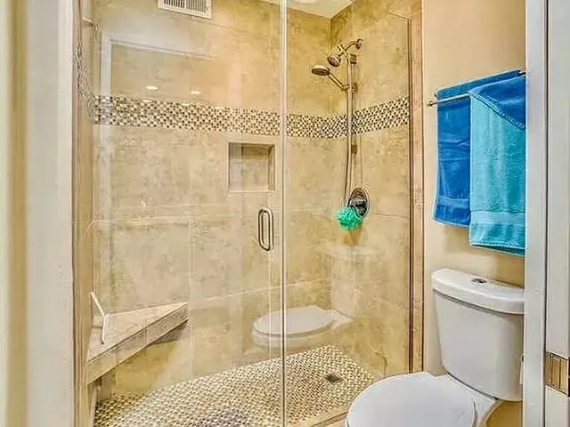 a bathroom with a shower