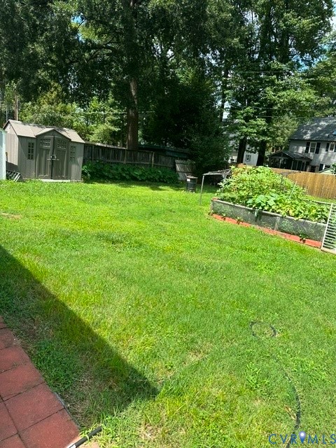 7806 Dasher Road Henrico, VA 23294 - Photo 14 of 14 Expansive green lawn with a garden shed and raised