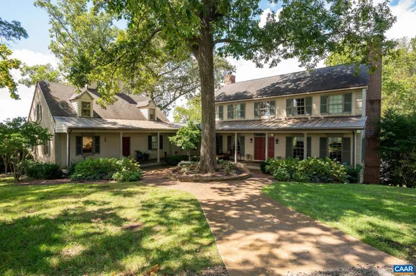 a view of a lake from a yard