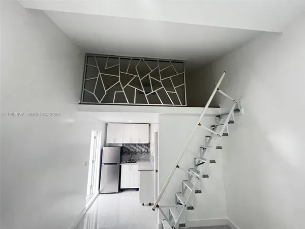 a utility room with shower