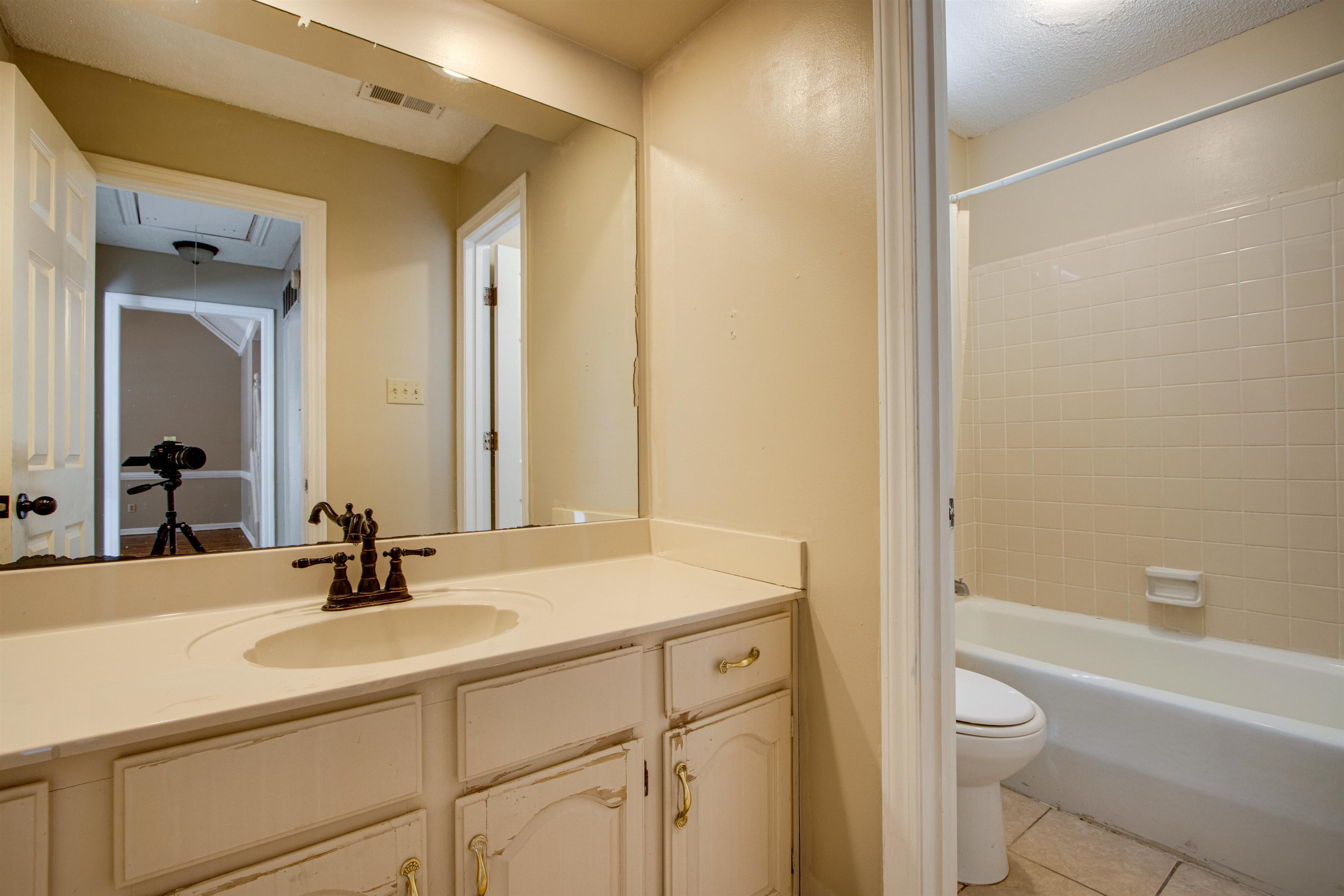 322 Walnut Trace Drive Memphis, TN 38018 - Photo 13 of 17 a bathroom with a sink a toilet and a large mirror