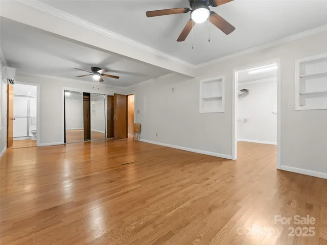 a view of a room with racks on the wall