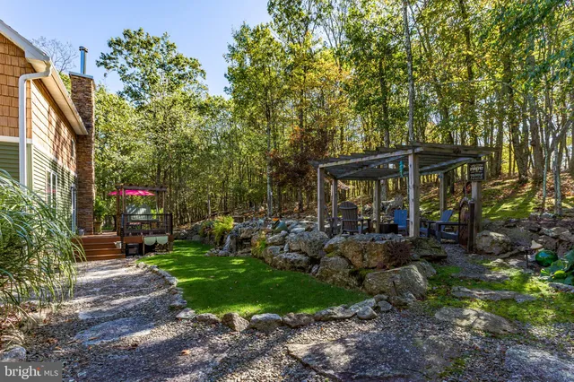a backyard of a house with lots of green space