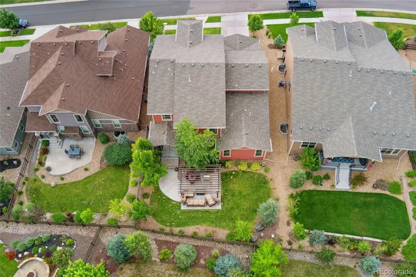 an aerial view of multiple house