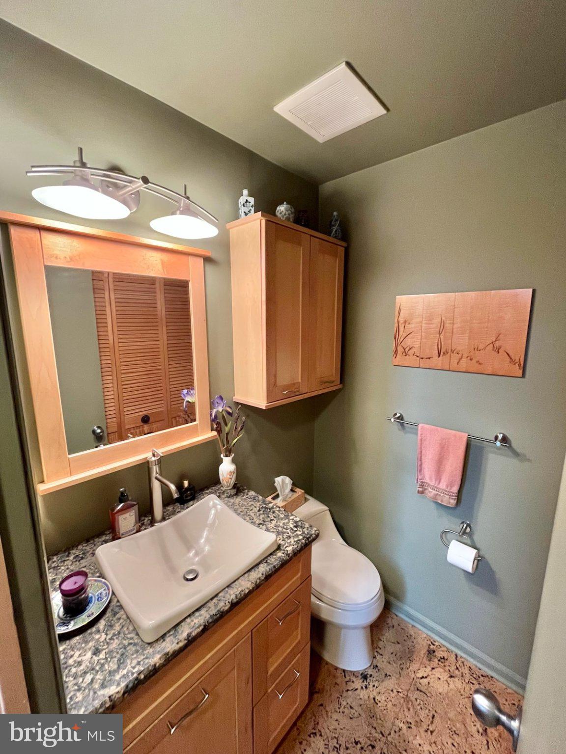 107 Carousel Circle Doylestown, PA 18901 - Photo 13 of 31 a bathroom with a granite countertop sink a toilet and a mirror
