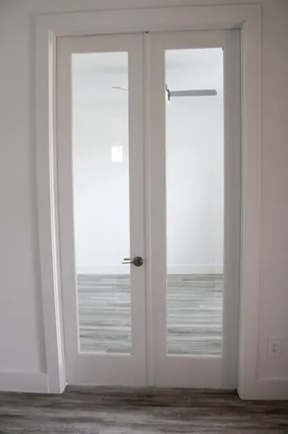 a view of an entrance door