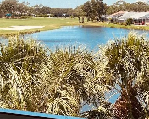 a view of a lake with houses