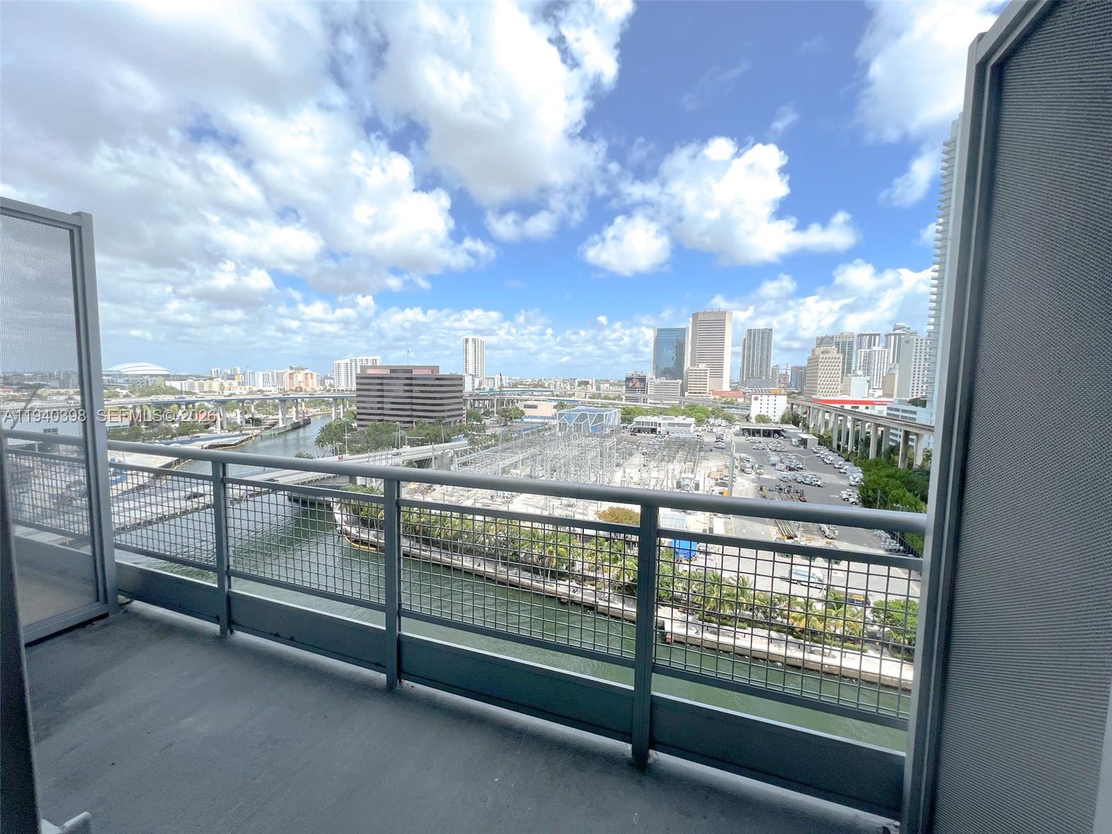 a view of a city from a balcony