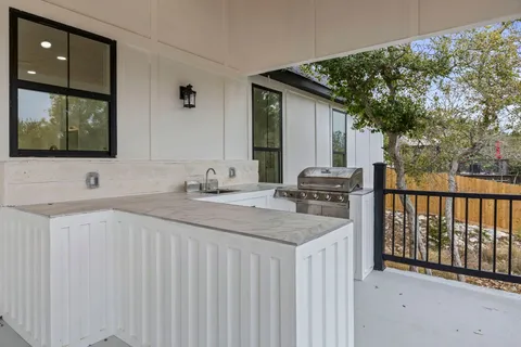 a view of a balcony with an outdoor space