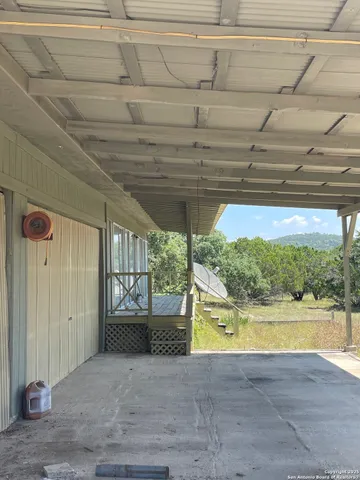 a view of a road with plants and a large tree
