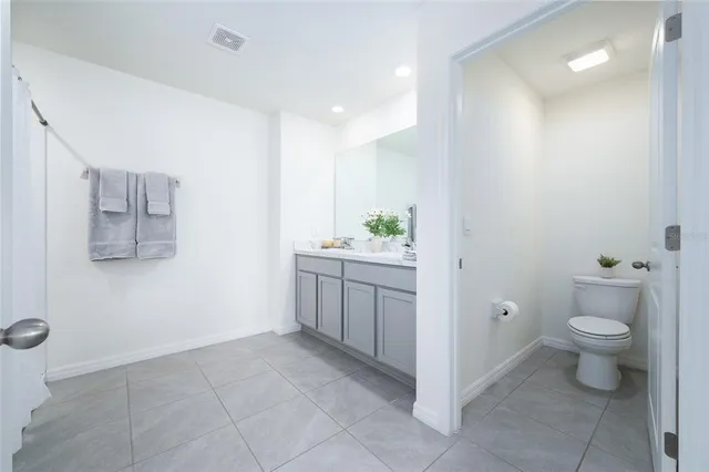 a bathroom with a sink toilet and vanity
