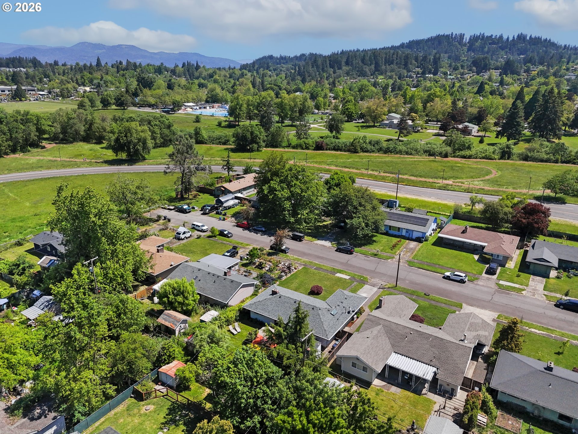2840 Ferry Street Eugene, OR 97405 - Photo 30 of 35 an aerial view of a house with a garden