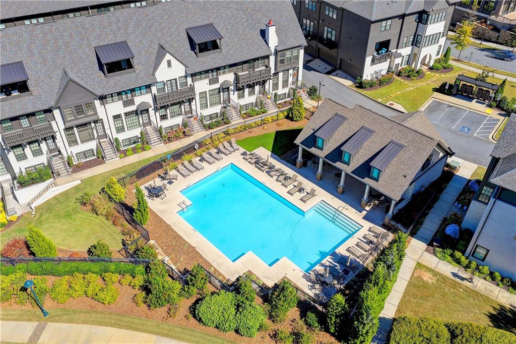 6602 Sterling Drive, Unit 688 Atlanta, GA 30328 - Photo 28 of 34 an aerial view of a house with a swimming pool
