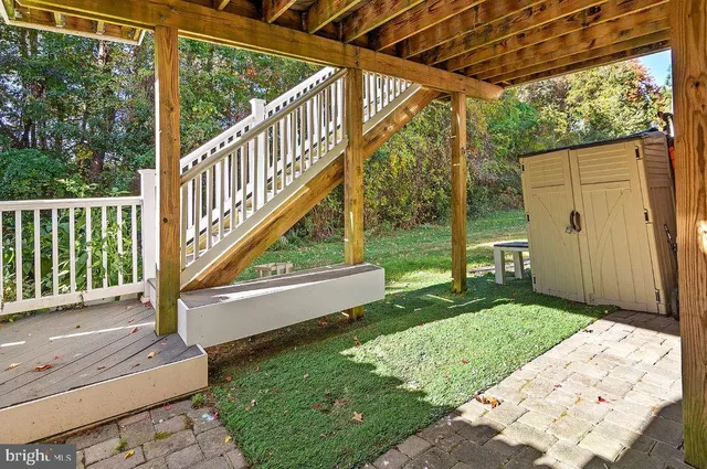 a view of yard from a porch