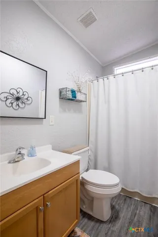 a bathroom with a toilet a sink and a shower