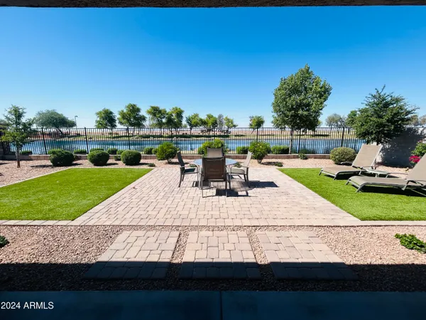 a view of a lake with outdoor space