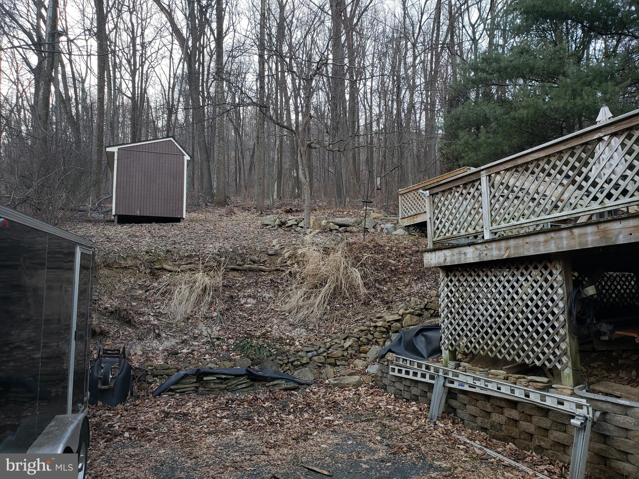 450 Church Lane Road Reading, PA 19606 - Photo 5 of 16 Rear shed and yard backs to woods privacy