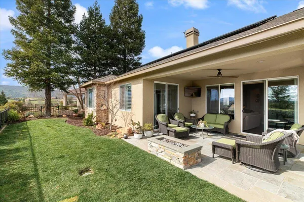 a view of a lake with a yard