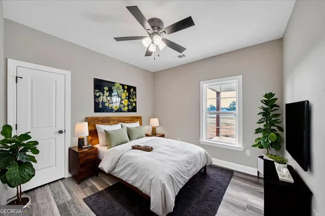 a view of a yard from a windows