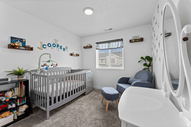 878 North Old Rnch Road Lehi, UT 84048 - Photo 18 of 36 Carpeted room with a ceiling-mounted light fixture, recessed window with blinds, and white painted walls
