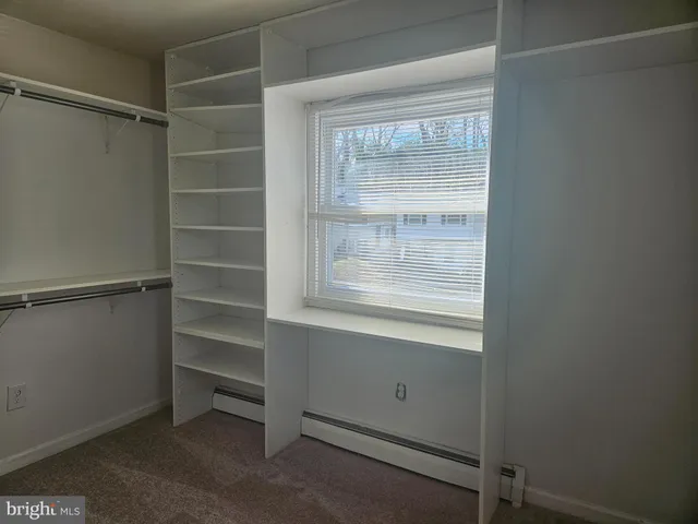 a view of an empty walk in closet