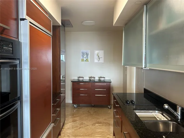 a workspace with cabinets