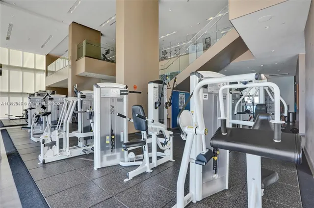 a view of a room with gym equipment