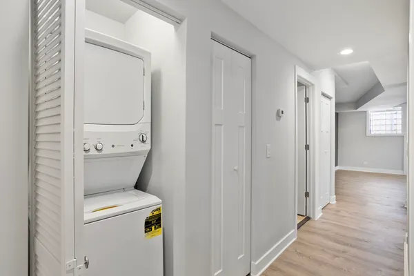 a room that has a washer and dryer