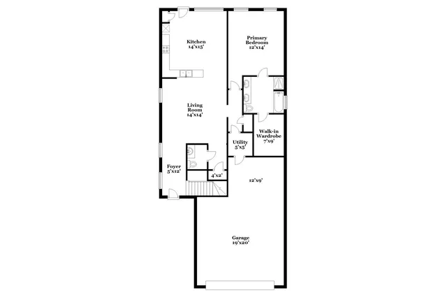 a picture of a bench in a white building