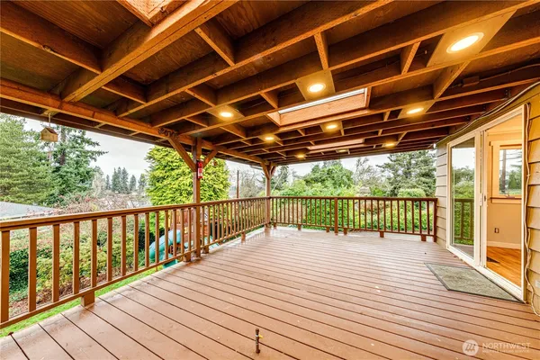 a view of wooden deck