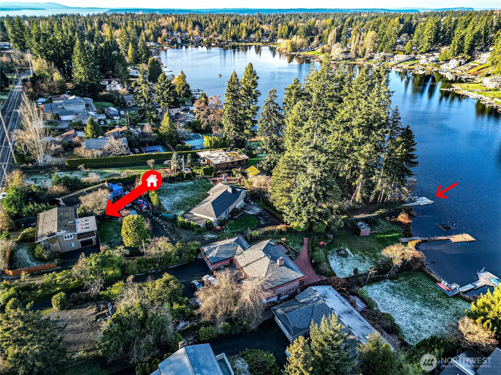 3623 Shelby Road Lynnwood, WA 98087 - Photo 2 of 39 an aerial view of residential houses with outdoor space and lake view