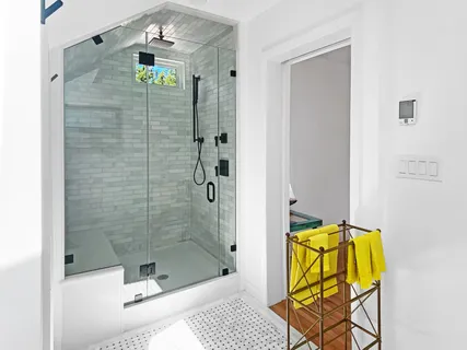 a bathroom with a shower