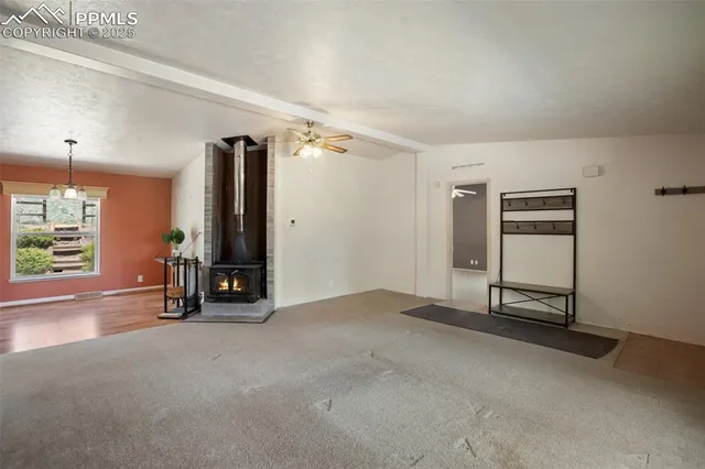 an empty room with windows