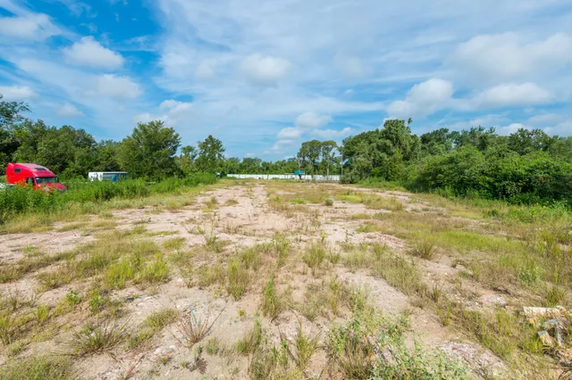 a view of a yard with an trees