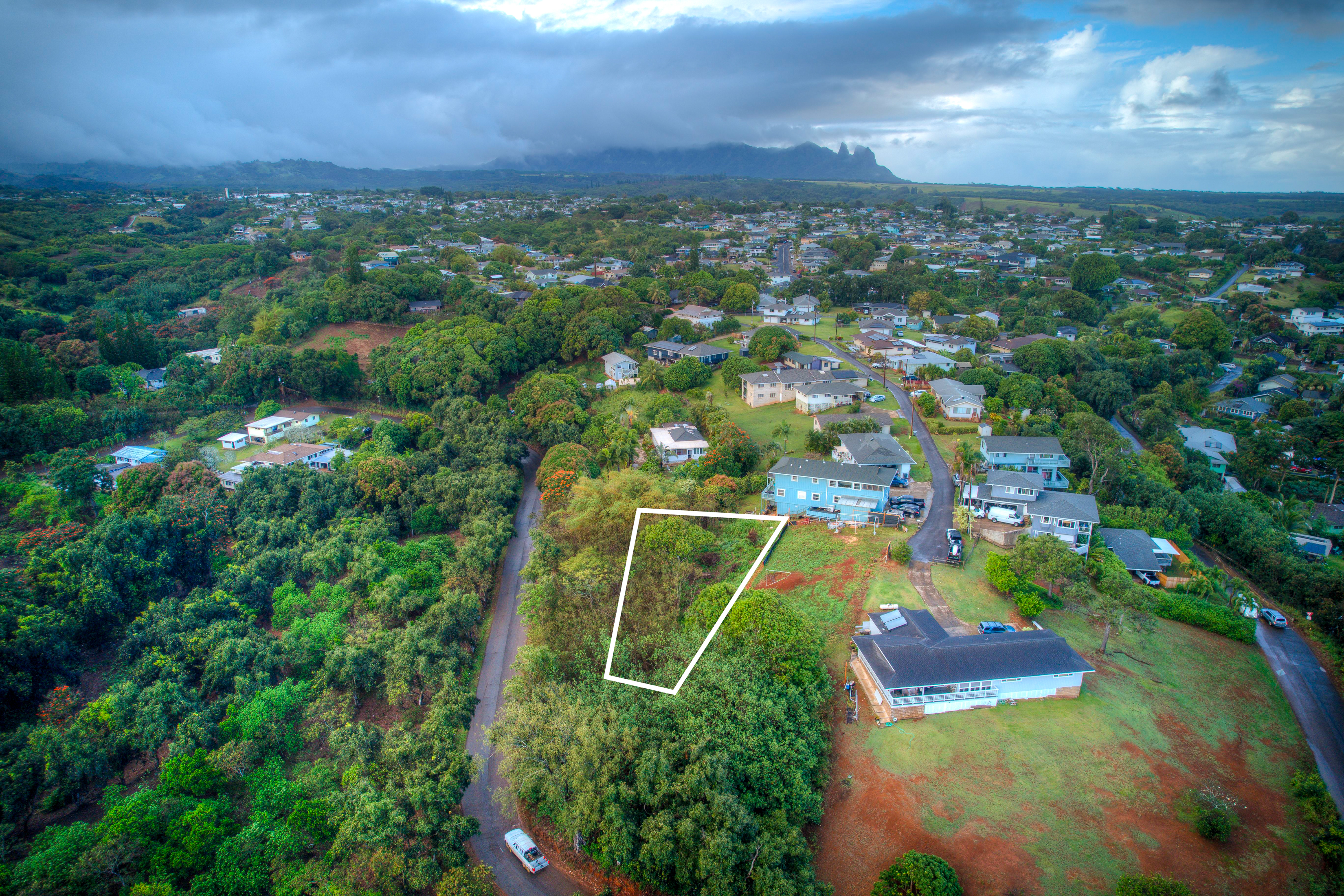 Lani Road Kapaa, HI 96746 - Photo 3 of 6 an aerial view of a houses with a yard