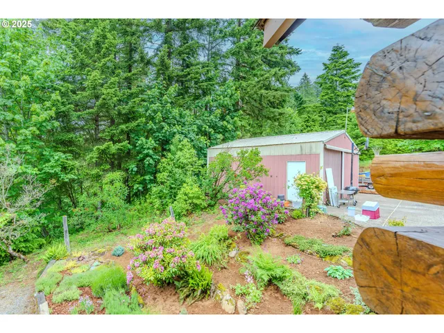 a view of a house with a big yard and potted plants