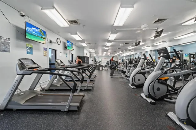 a view of a room with gym equipment